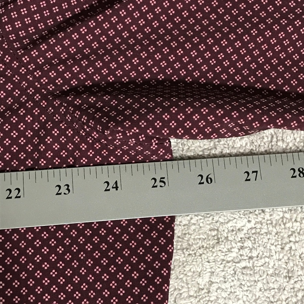 Mizzen+Main Leeward Shirt Mens‎ XL Burgundy Geometric Classic No Tuck Stretch - Picture 9 of 11